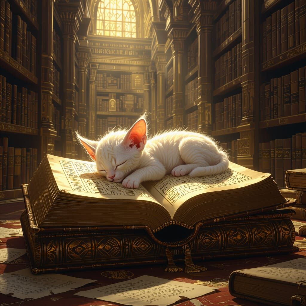 Baby Sphinx Napping in Alexandria Library