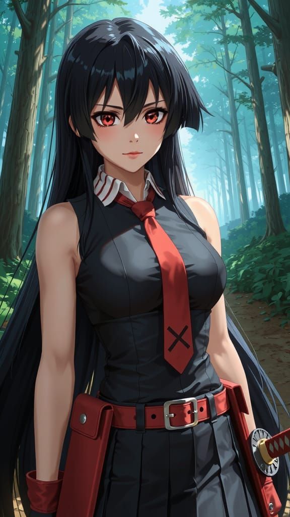 Akame Ga Kill Anime Character in Detailed Forest