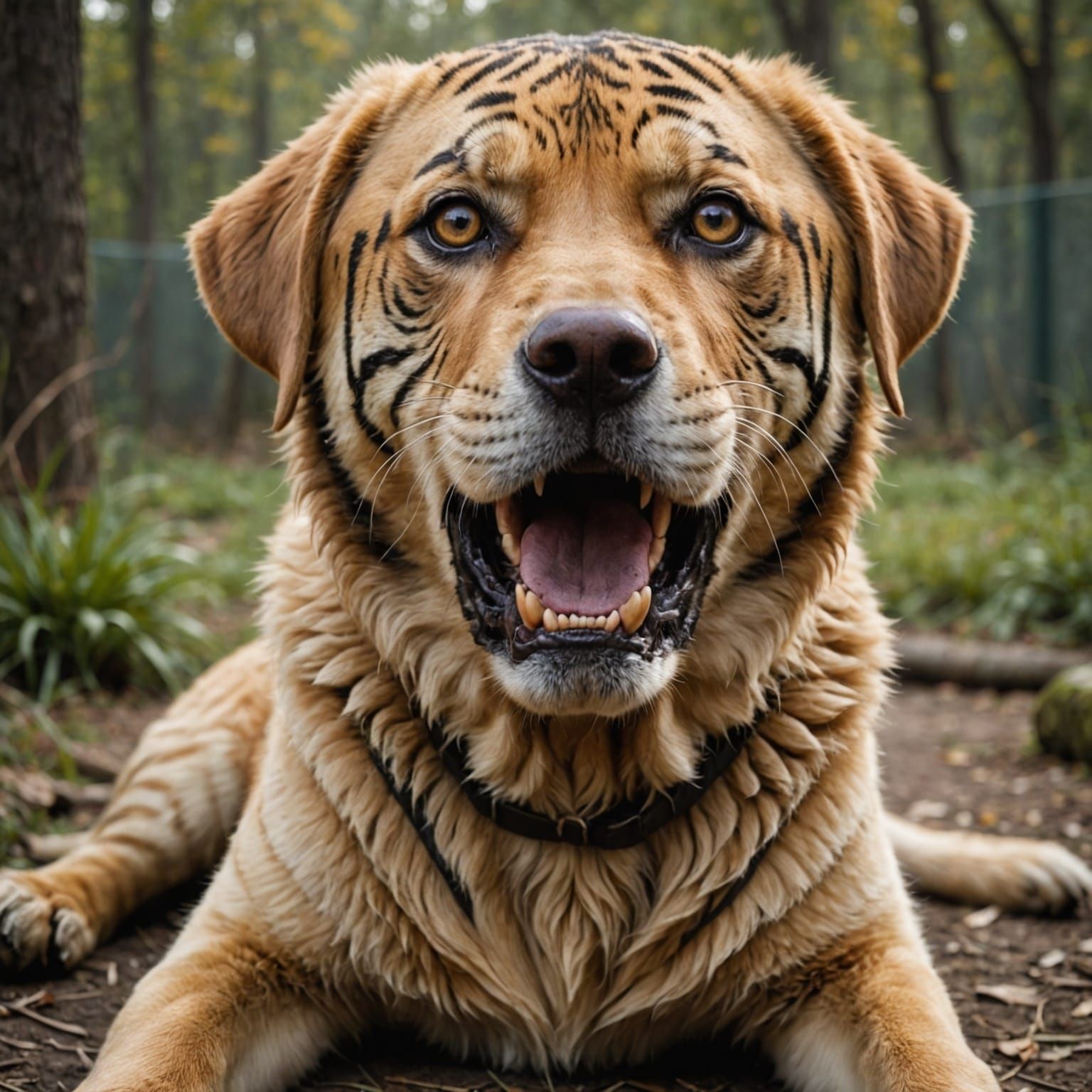 Frightened Labrador Tiger in Human Form