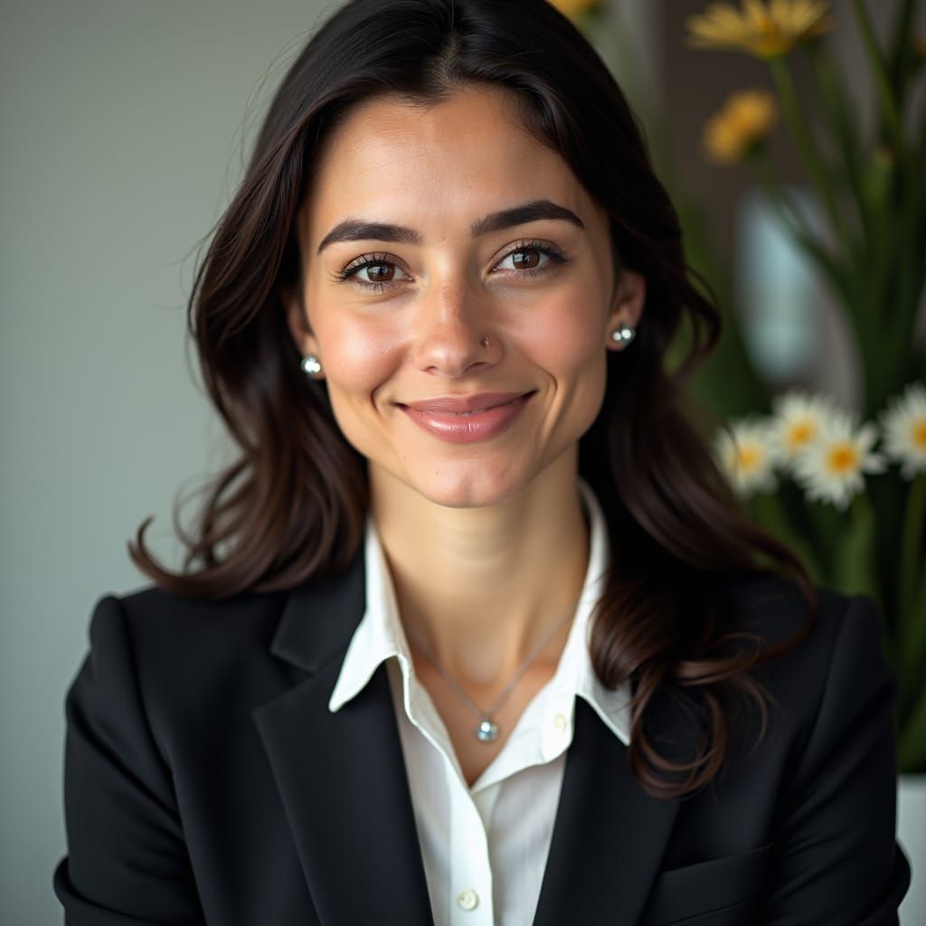 Professional Portrait with Diamond Earring and Daisy Necklac...