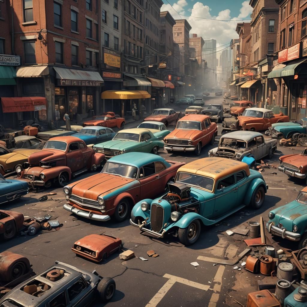 AI's Dream Hotrod: A Detailed Matte Painting