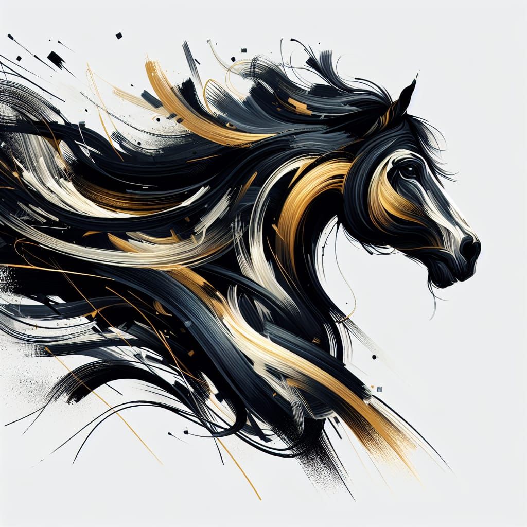 Abstract Horse Painting with Flowing Mane