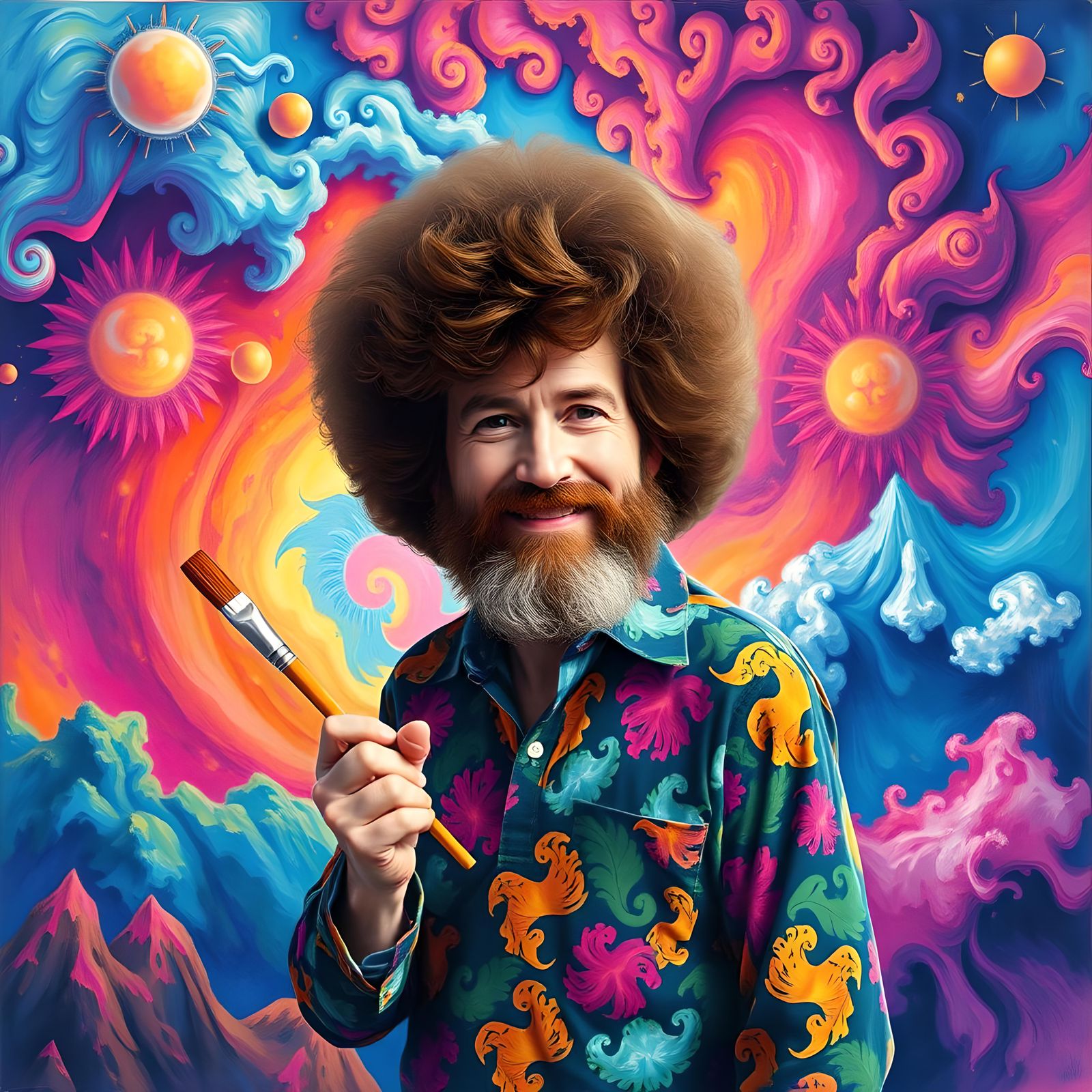 Painting Happy Little Fractal Clouds for ChromaDepth 3D Glas...