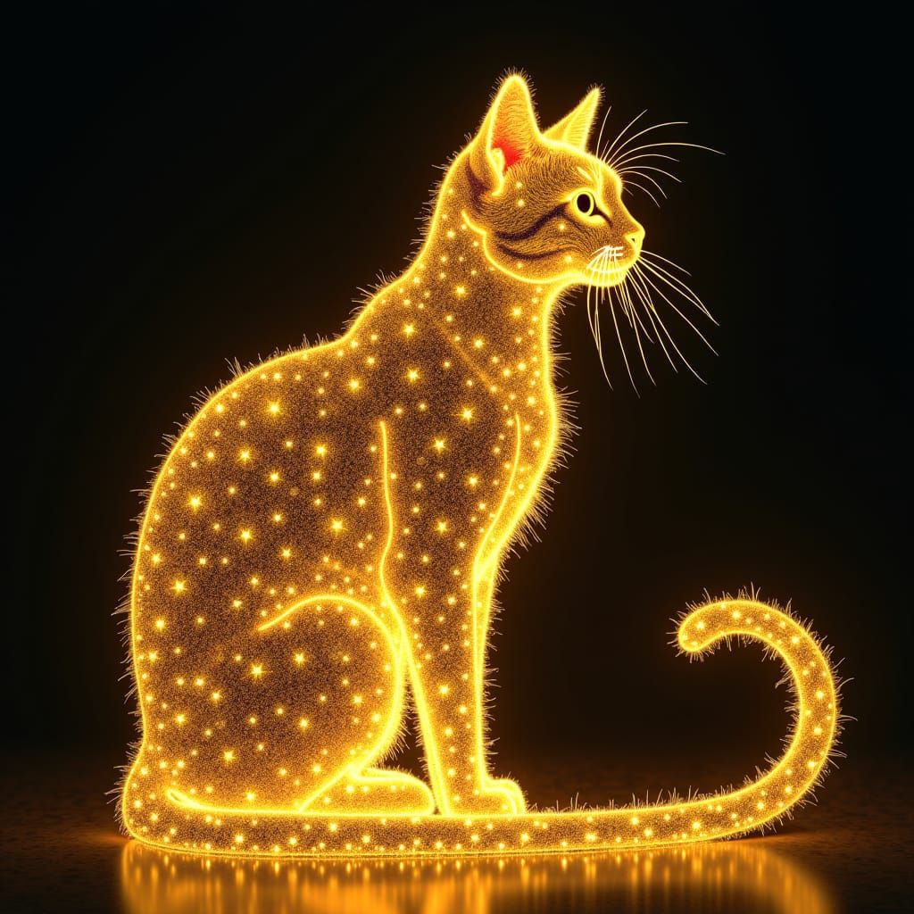 Golden Star Cat Portrait: Sparkling and Glittering