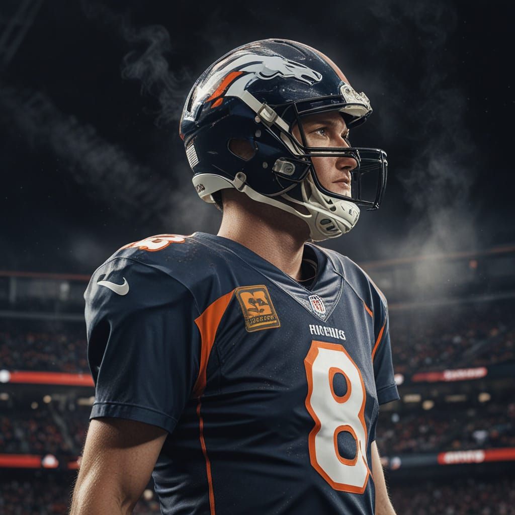 Denver Broncos Legend Peyton Manning in Cinematic Stadium Gl...