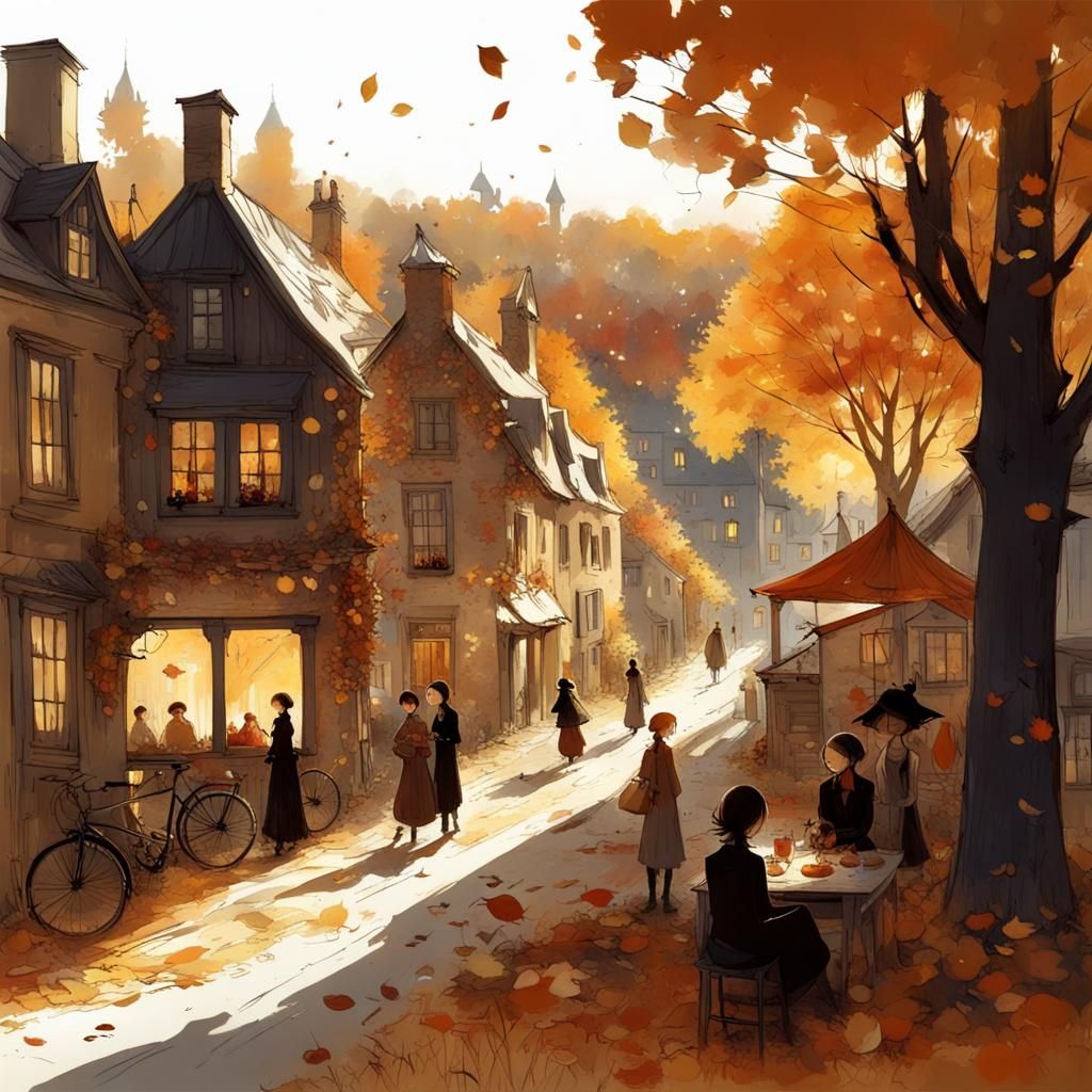 Autumn Festival in Ornate Storybook Style