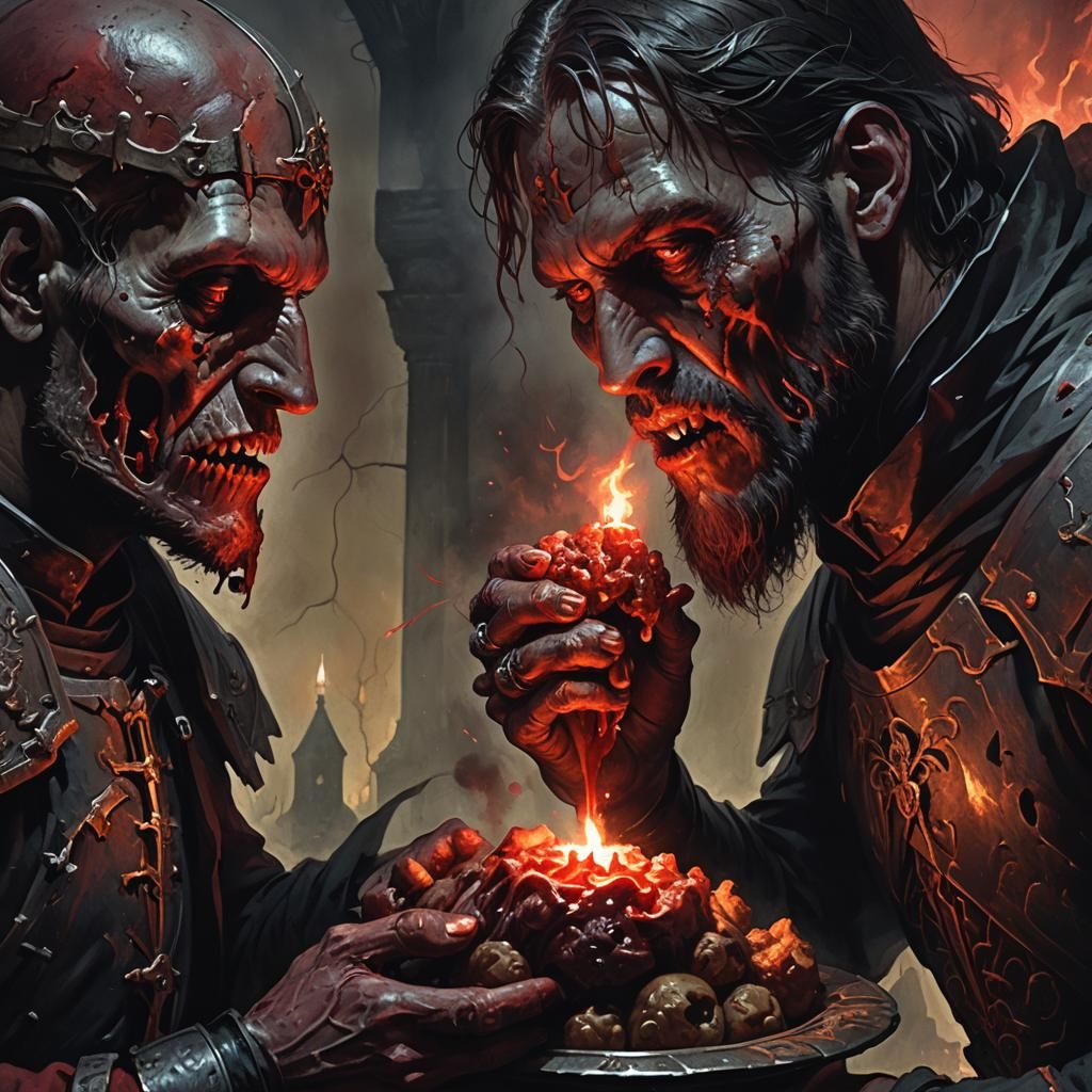 Dark Figure Feasting, Greg Rutkowski Style