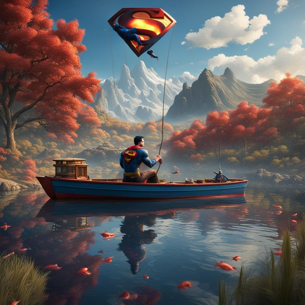 Superman's Lakeside Vacation: Detailed Matte Painting