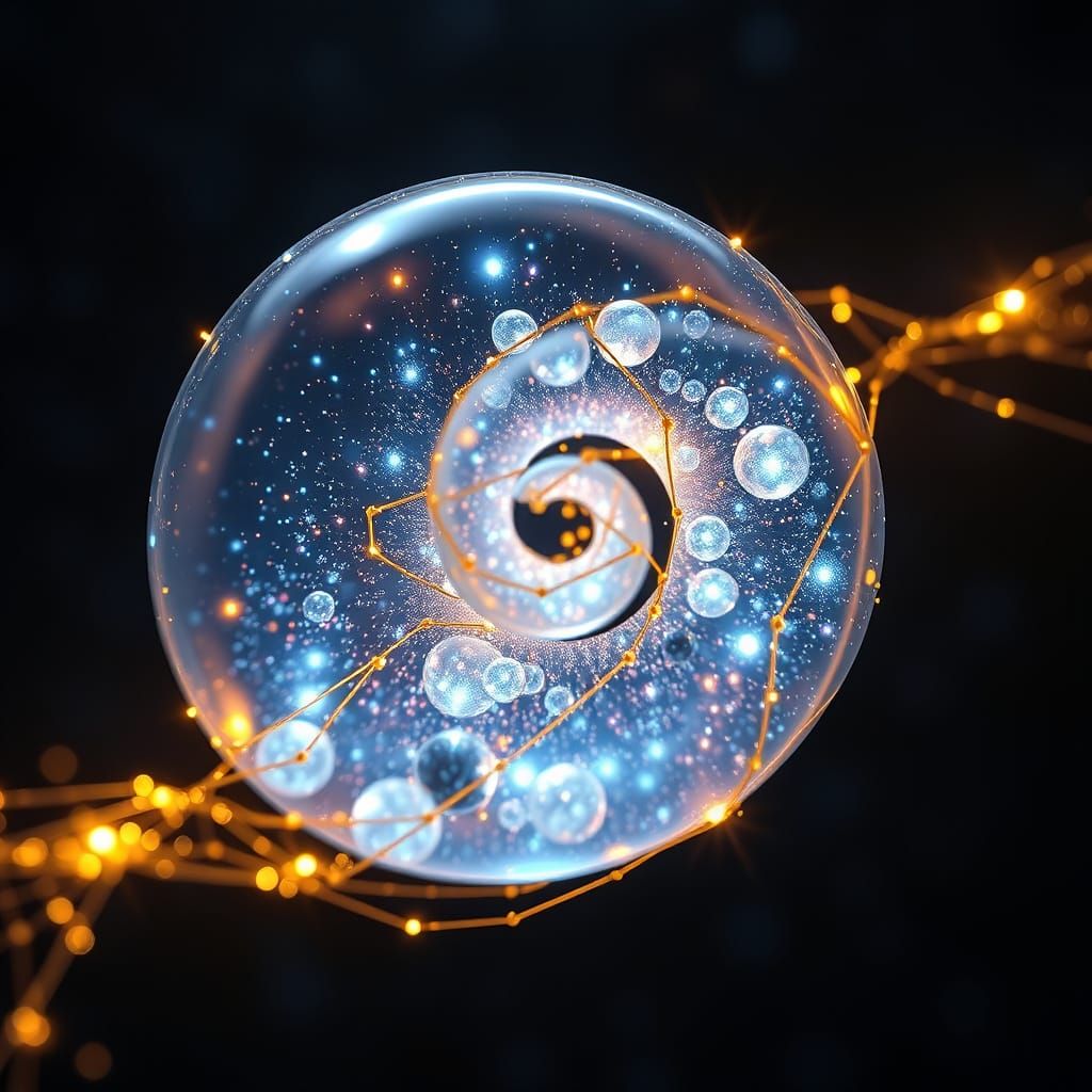 Cosmic Galaxy Beads in Elegant Spiral, 8K Render