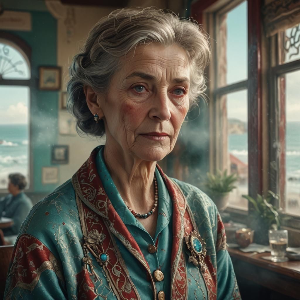 Seaside Inn Owner Portrait in Hyperrealistic Style