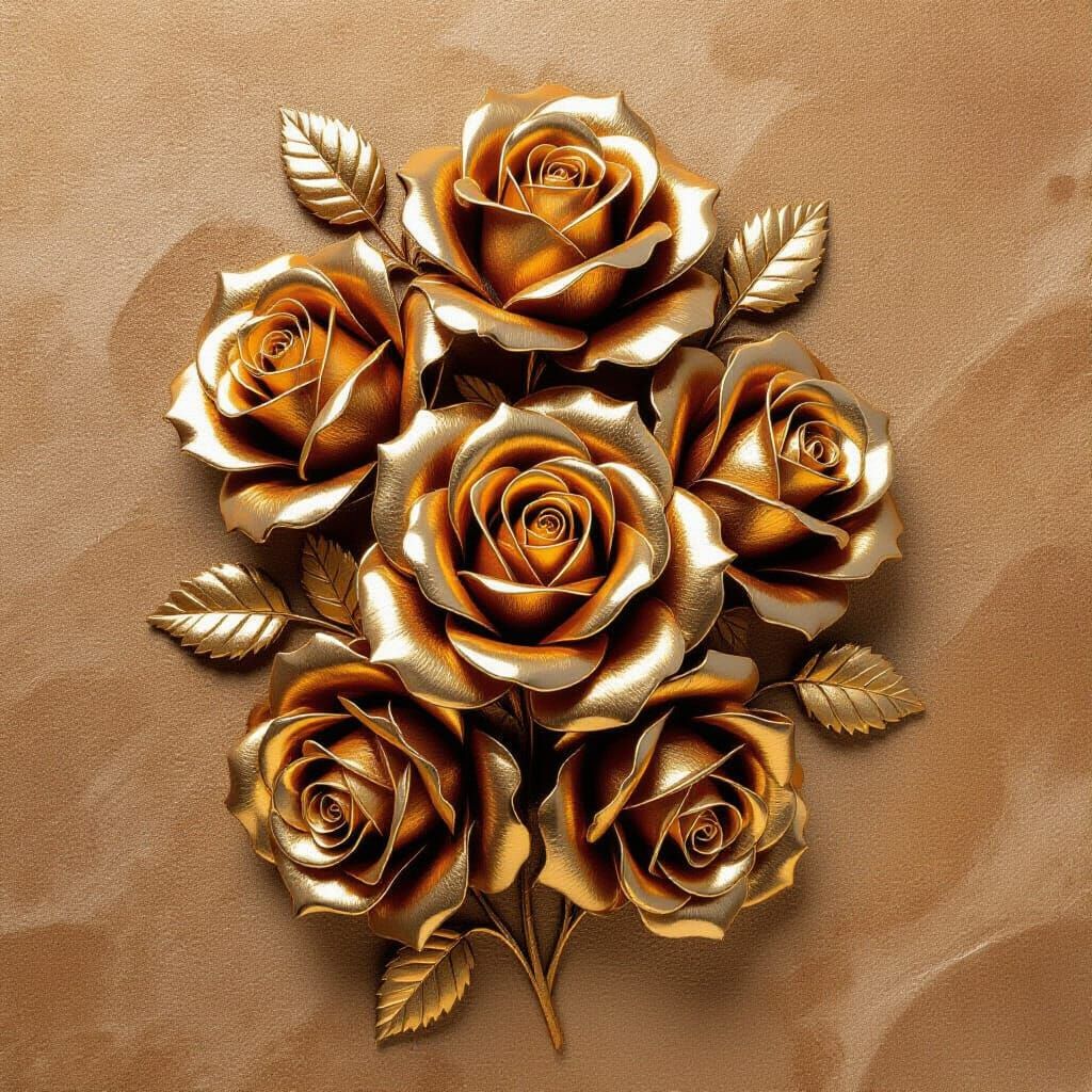 Golden Brown Roses on Textured Background