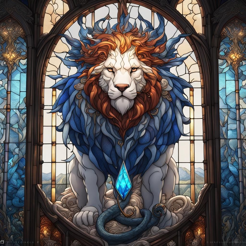 Stained Glass: Lion, Phoenix, Snake, Stag, Ursa Major