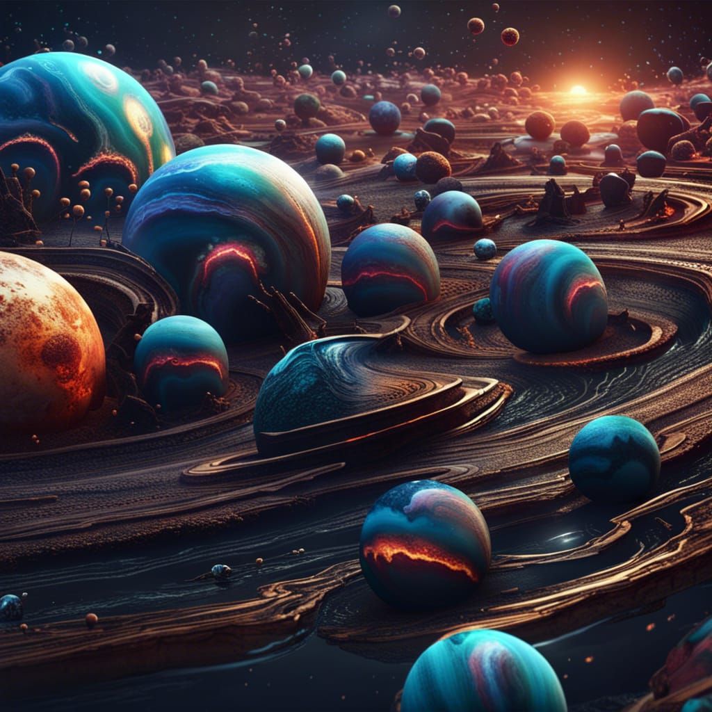 Planets Ride a Cosmic Tsunami: Fantasy Concept Art