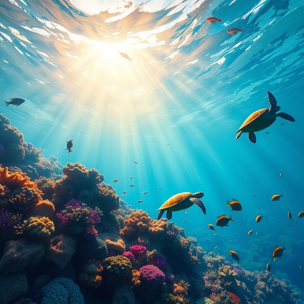 Underwater Coral Reef Ecosystem in Photorealistic Style