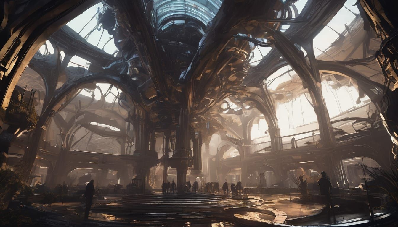 Gothic Metropolis Inside Giant Space Creature Lair