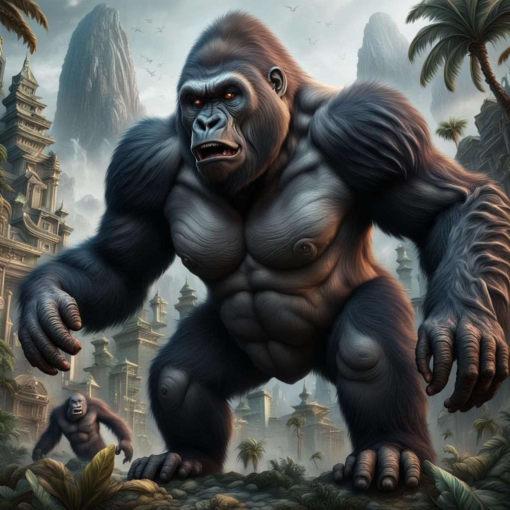 Kaiju Mega Gorilla: Detailed Matte Painting