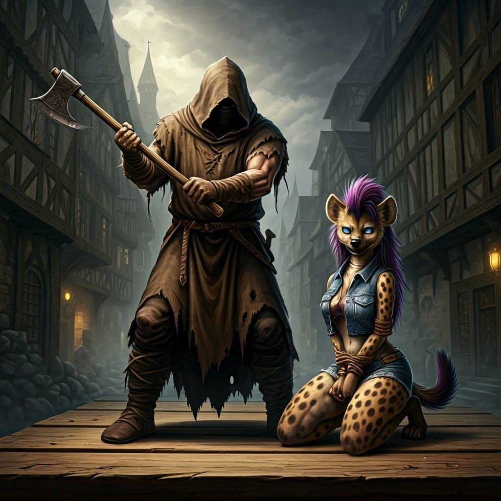 Medieval Execution Scene in Dark Fantasy Style