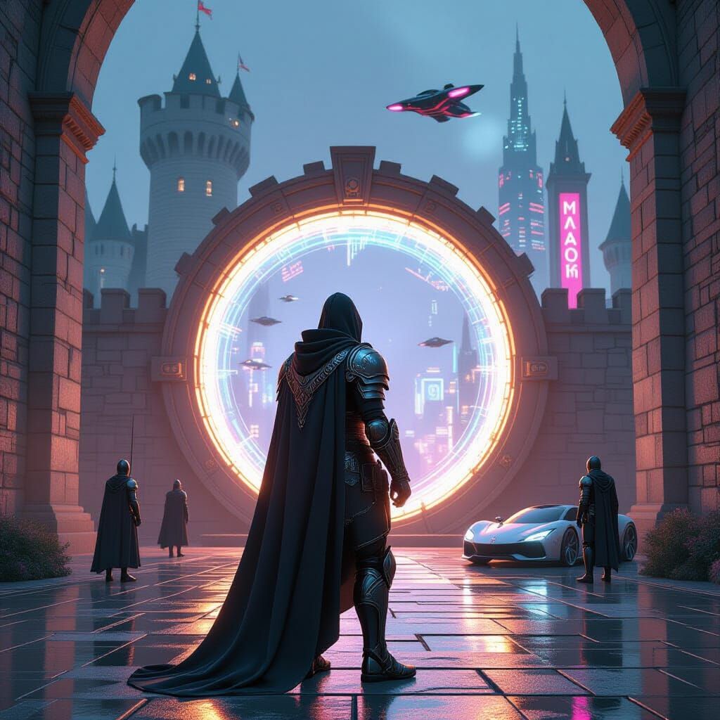 Time Portal Between Medieval and Future Worlds