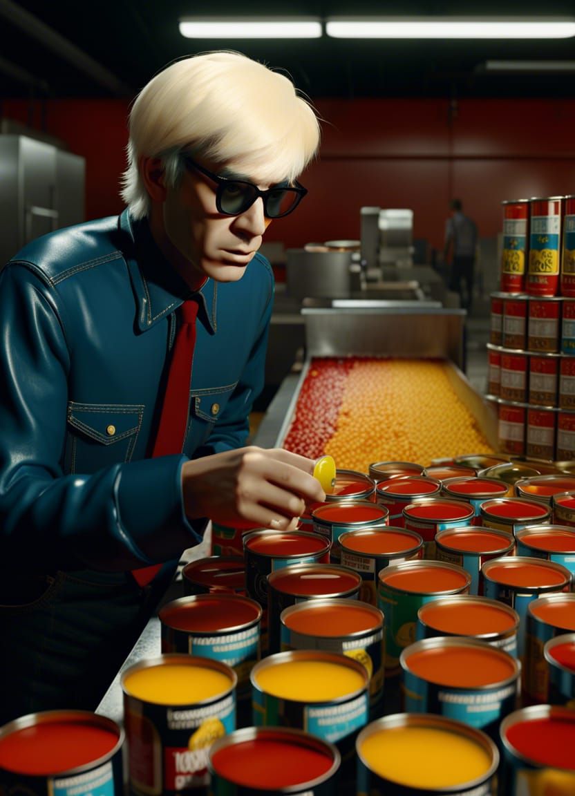 Andy Warhol at Soup Factory in Pop Art Style