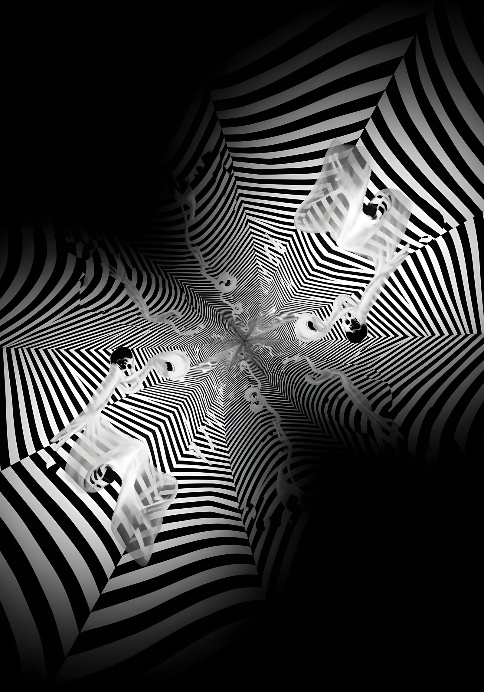 Hypnotic Optical Illusion in Stark Black and White