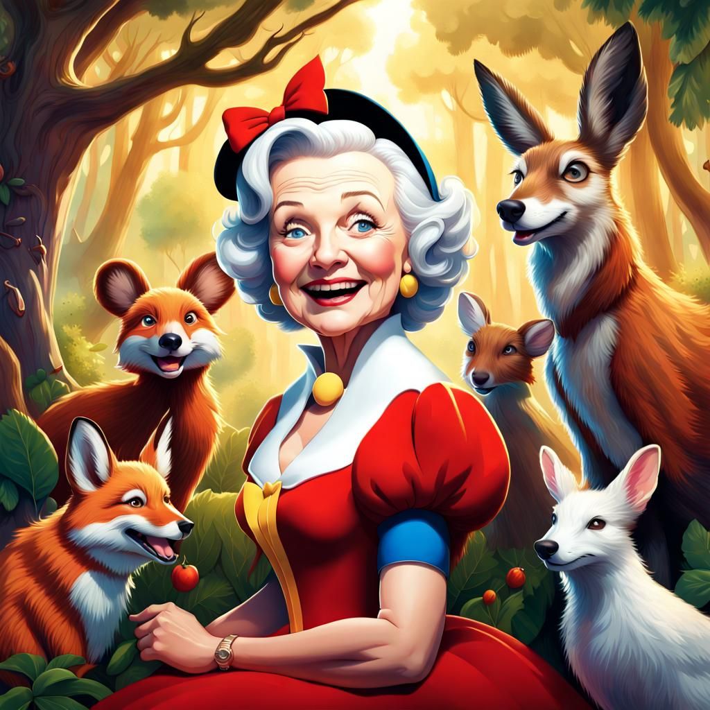 Betty White as Snow White in Disney Animation Style