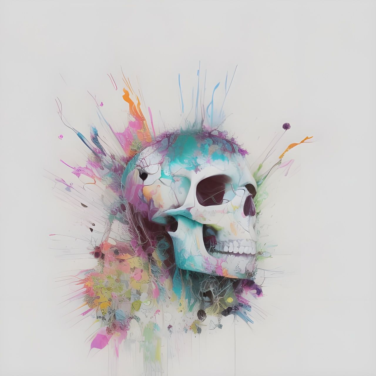 Colorful Holographic Skull in Ethereal Style