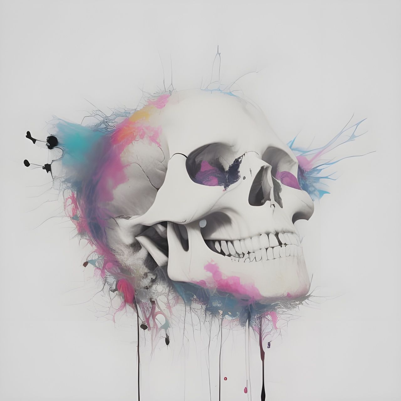 Colorful Skull in Holographic Style