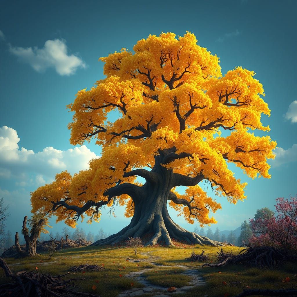 Ethereal Forest Guardian in Vibrant Technicolor