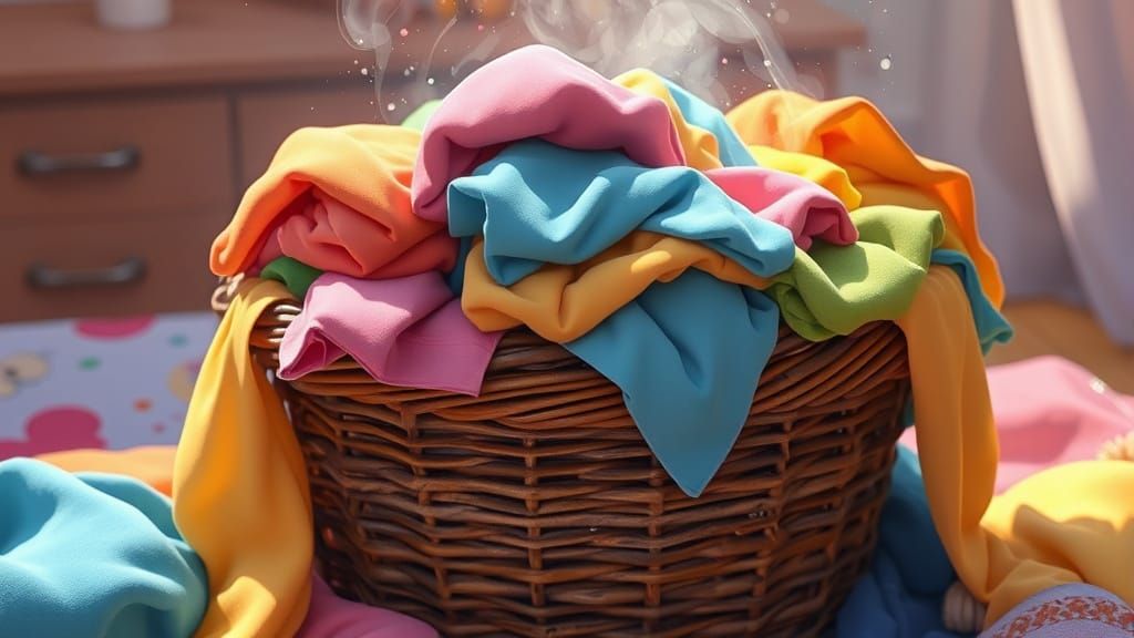 Magical Laundry Folds Itself in Vibrant Digital Art