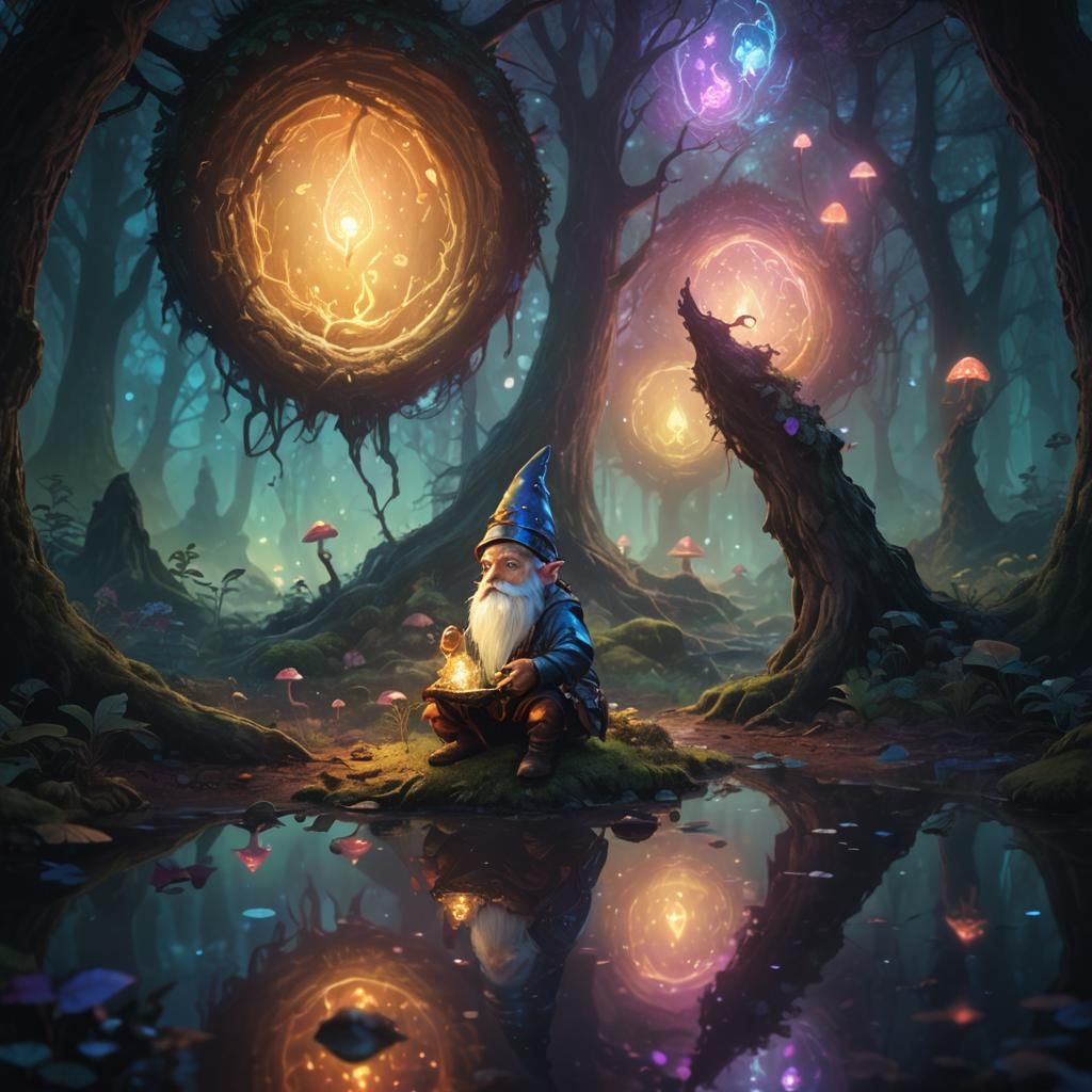 Mystical Gnome in Enchanted Forest Concept Art