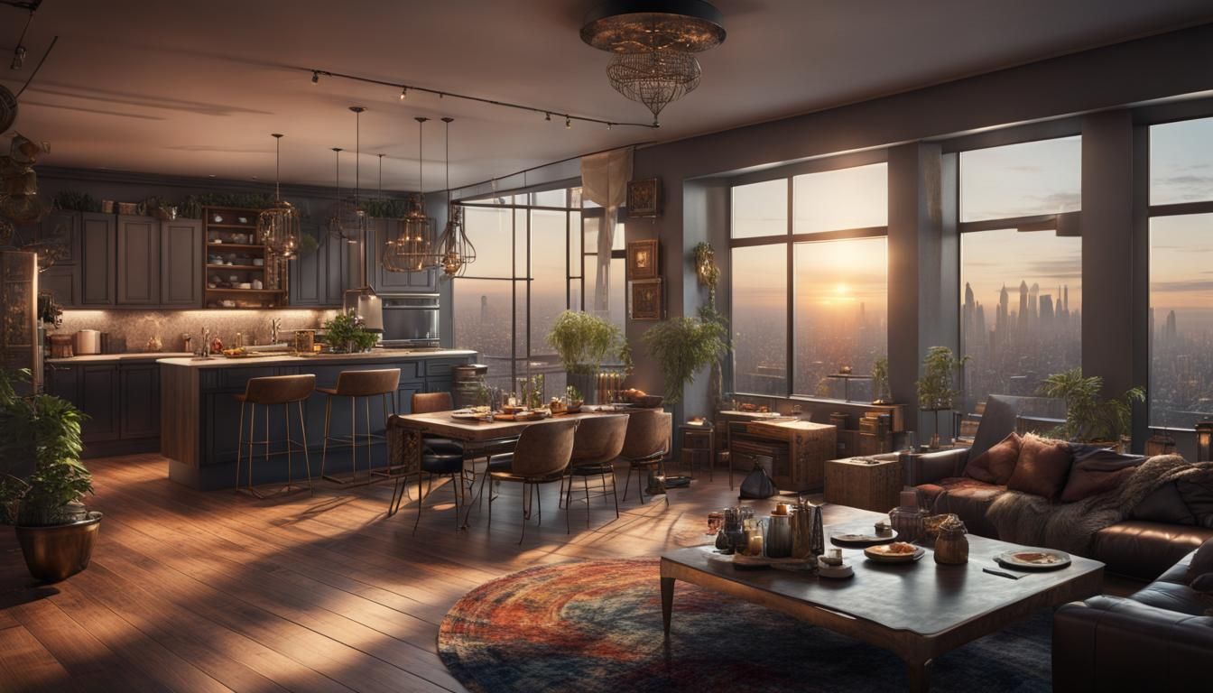 Open Floor Plan Apartment: Cinematic Digital Painting