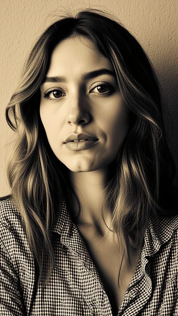 Graphic Portrait of Free-Spirited Woman in Vibrant Community