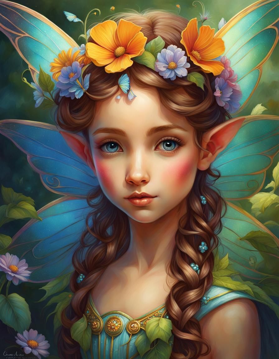 Beautiful Fairy with Prismatic Wings and Detailed Face