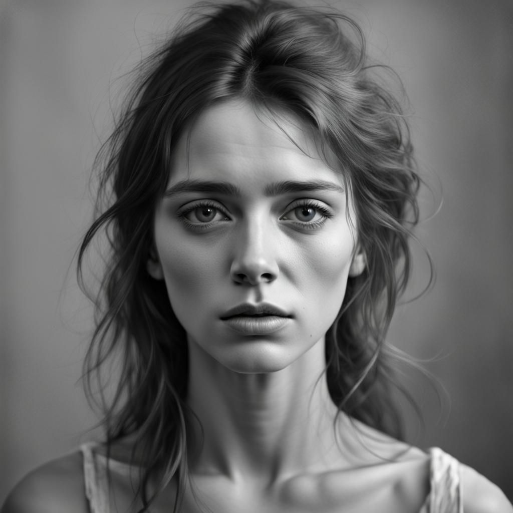 Sad Young Woman with Tears