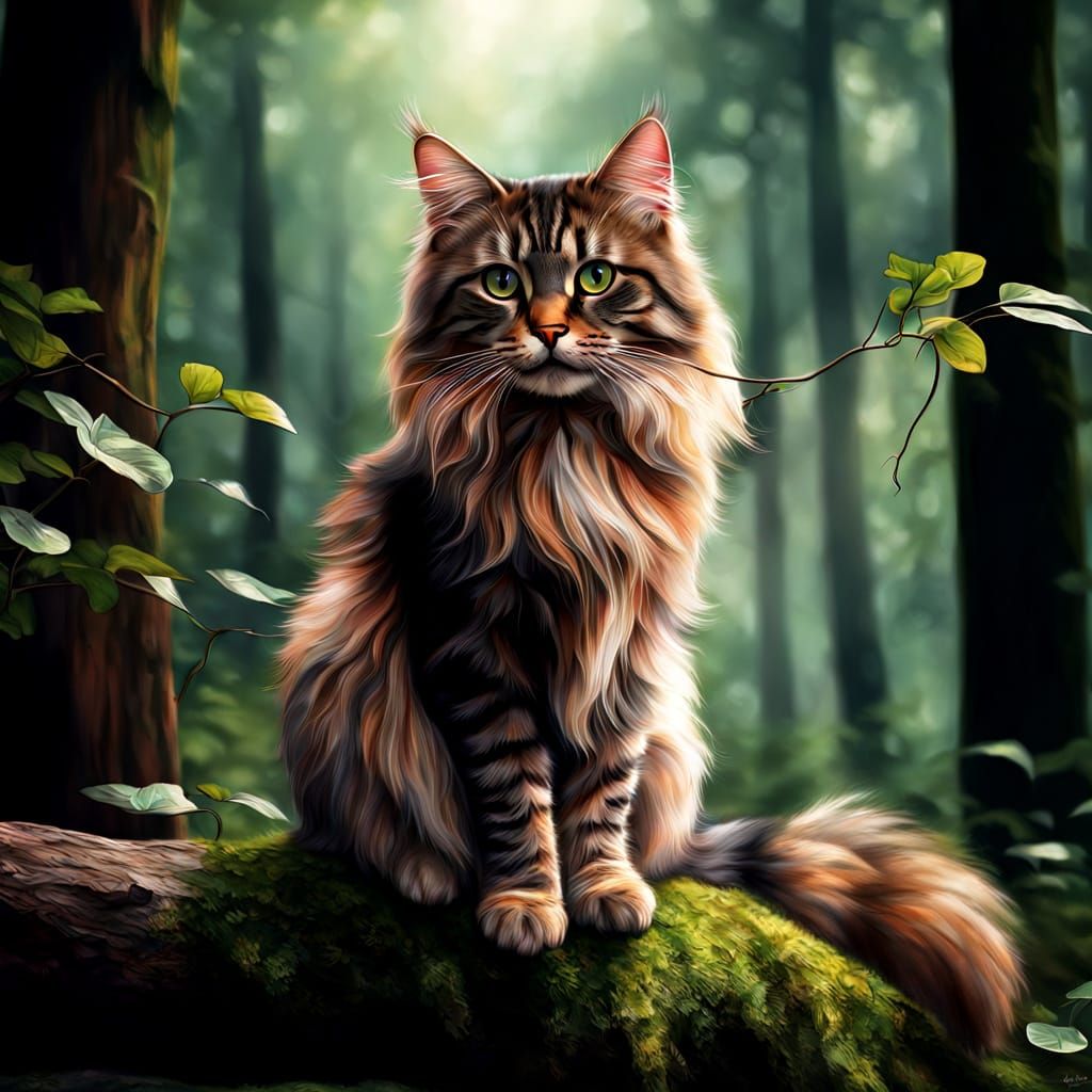 Majestic MainCoon in Forest Glory