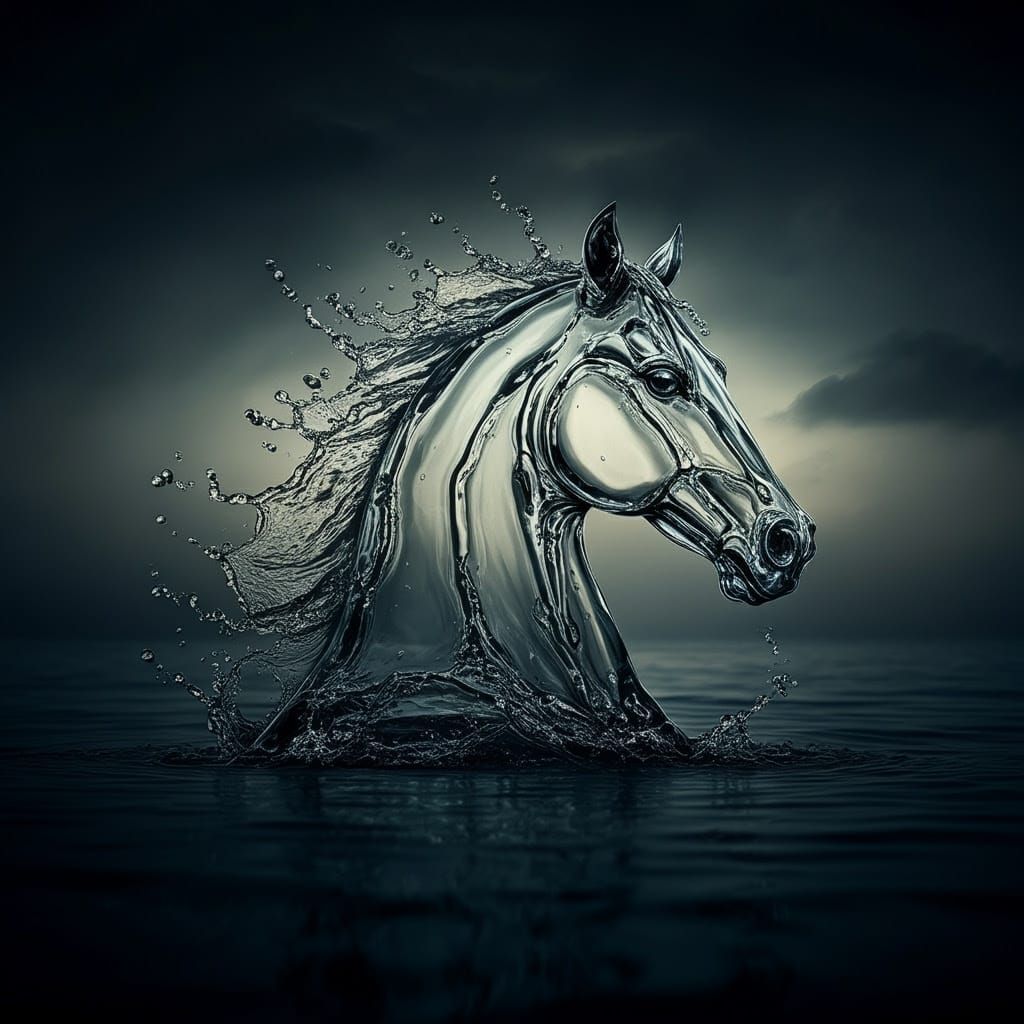 Ethereal Equine Form Ripples in Water