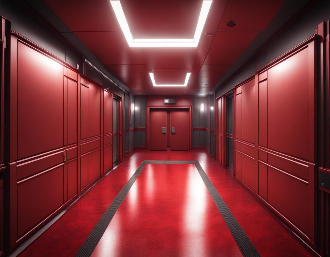 Red Lit Liminal Hallway in Unreal Engine