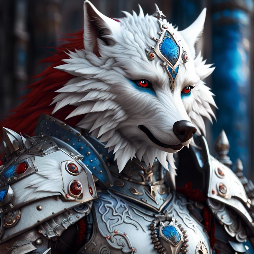 Armored Anthropomorphic Wolf in Medieval Fantasy Art