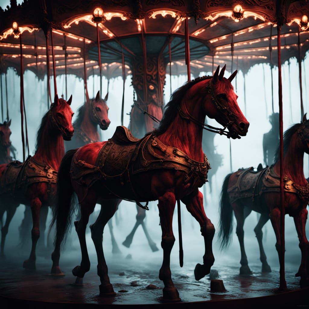 Nightmarish Carousel in Dark Fantasy Concept Art