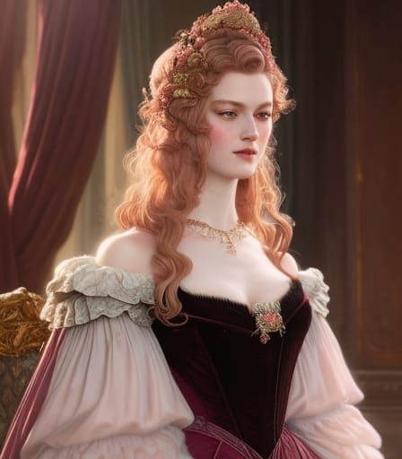 Princess in Rococo Style with Detailed Textures