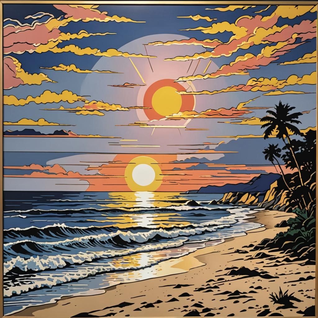 Pop Art Beach Sunset Painting