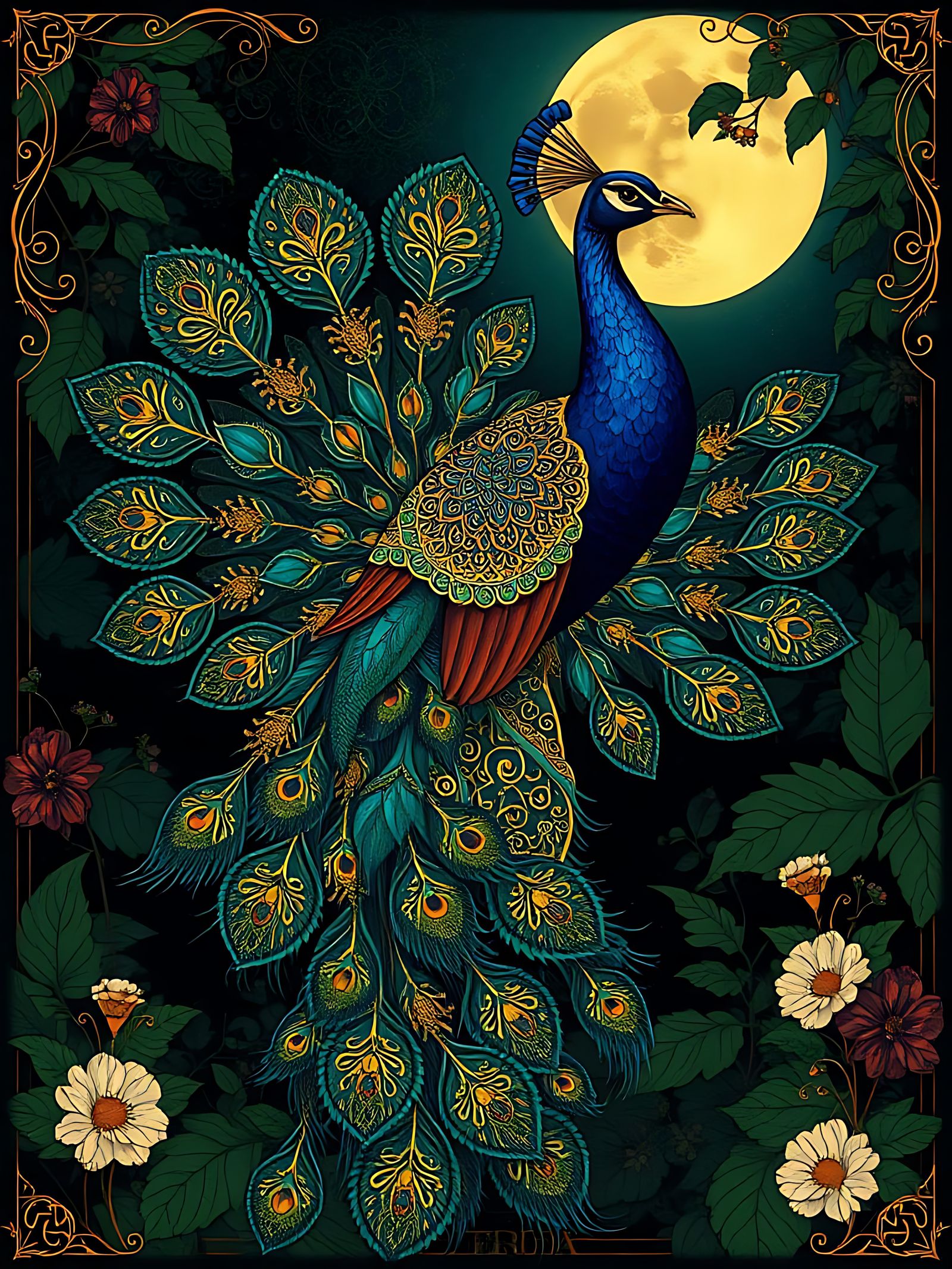 Art Nouveau peacock