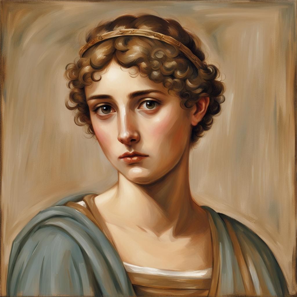 Ancient Greek Lady-in-Waiting Portrait with Vase