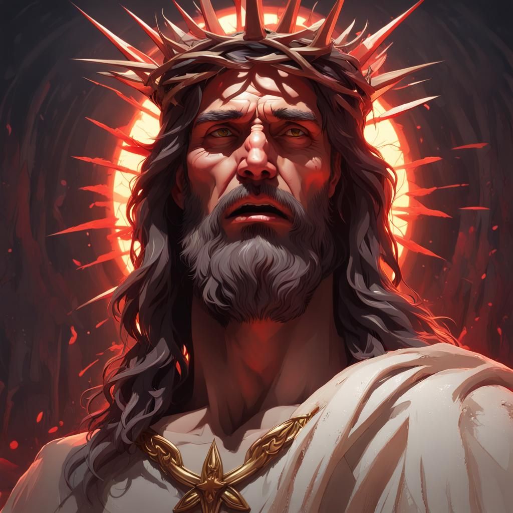 Demonic Christ as Lucifer: Hyperrealistic Portrait