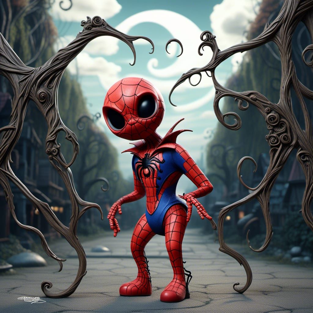 Expressive Toddler Jack Skellington Spider-Man Hybrid