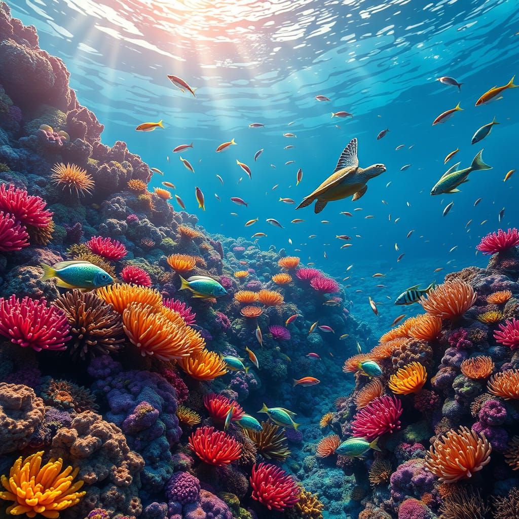Vibrant Coral Reef Ecosystem in Photorealistic Style