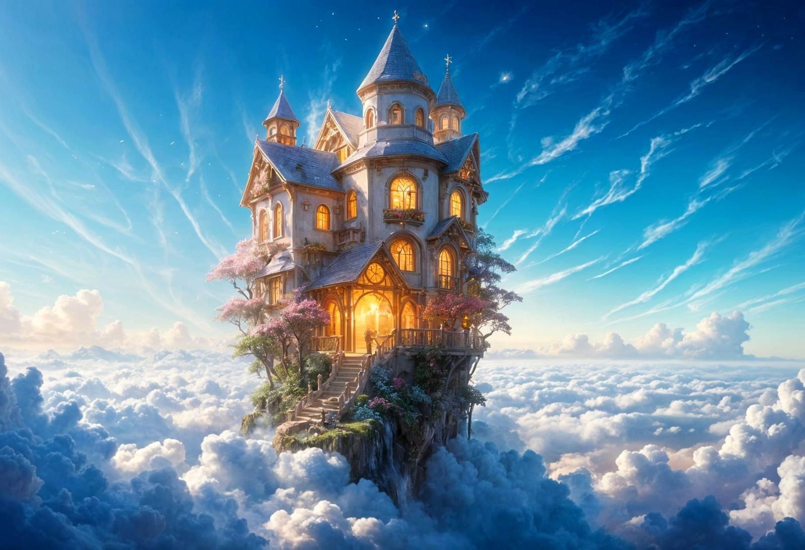 Surreal Dreamscape with Heavenly Sunshine