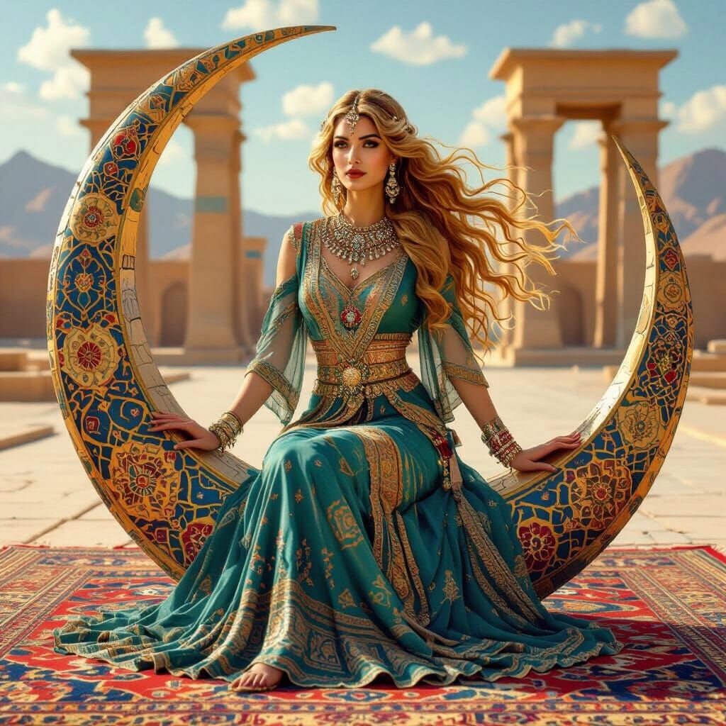 Achaemenid Princess on Crescent Moon