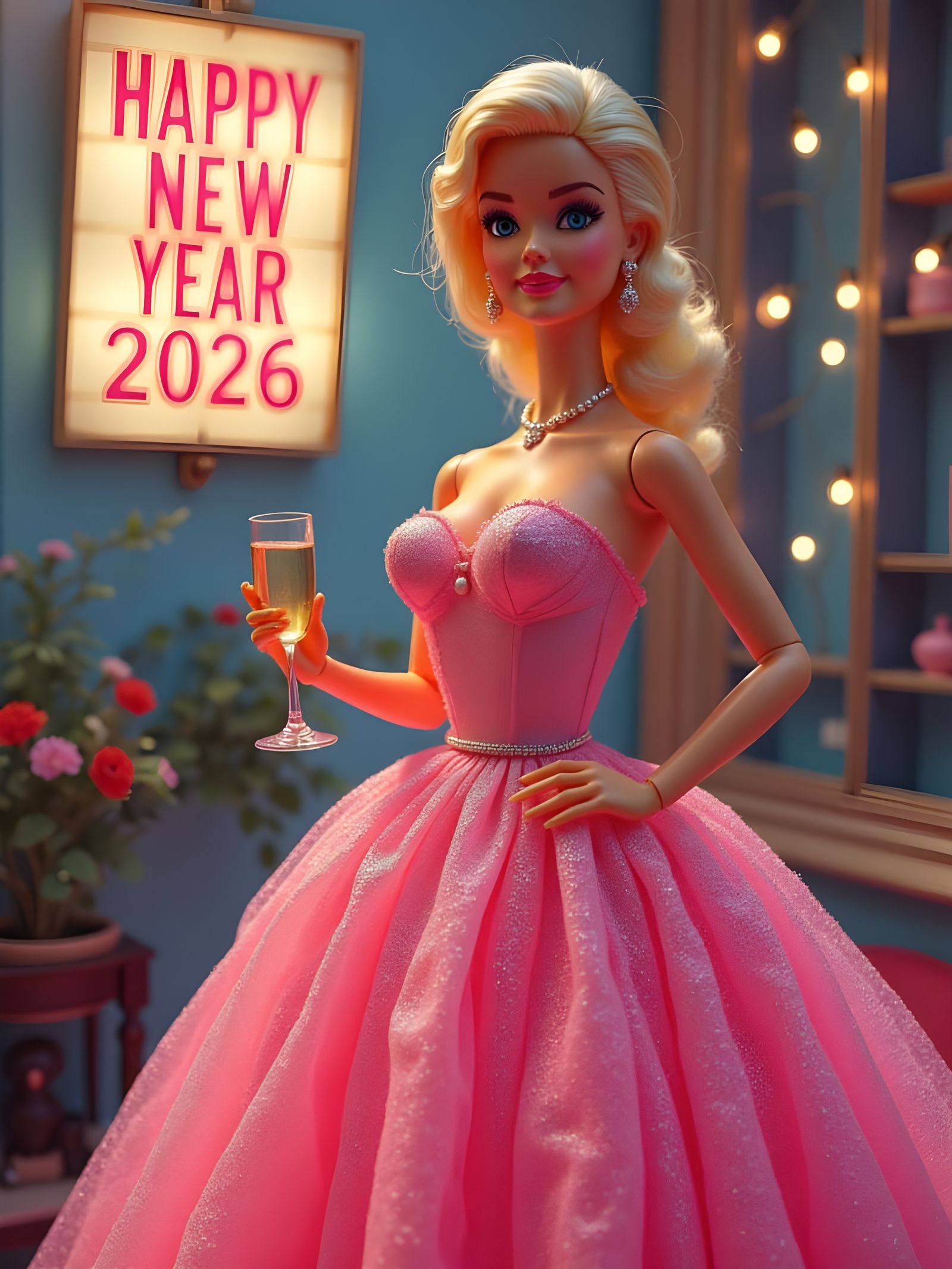 1960s Barbie Doll Celebrates New Year's Eve 2026