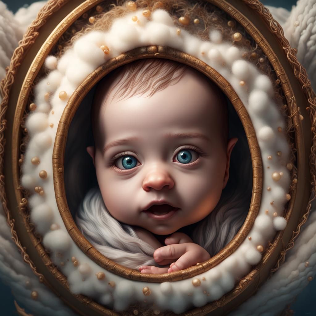Newborn Baby Portrait: Love and Innocence, Digital Art